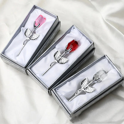 Close-up of crystal glass rose, highlighting intricate petal details