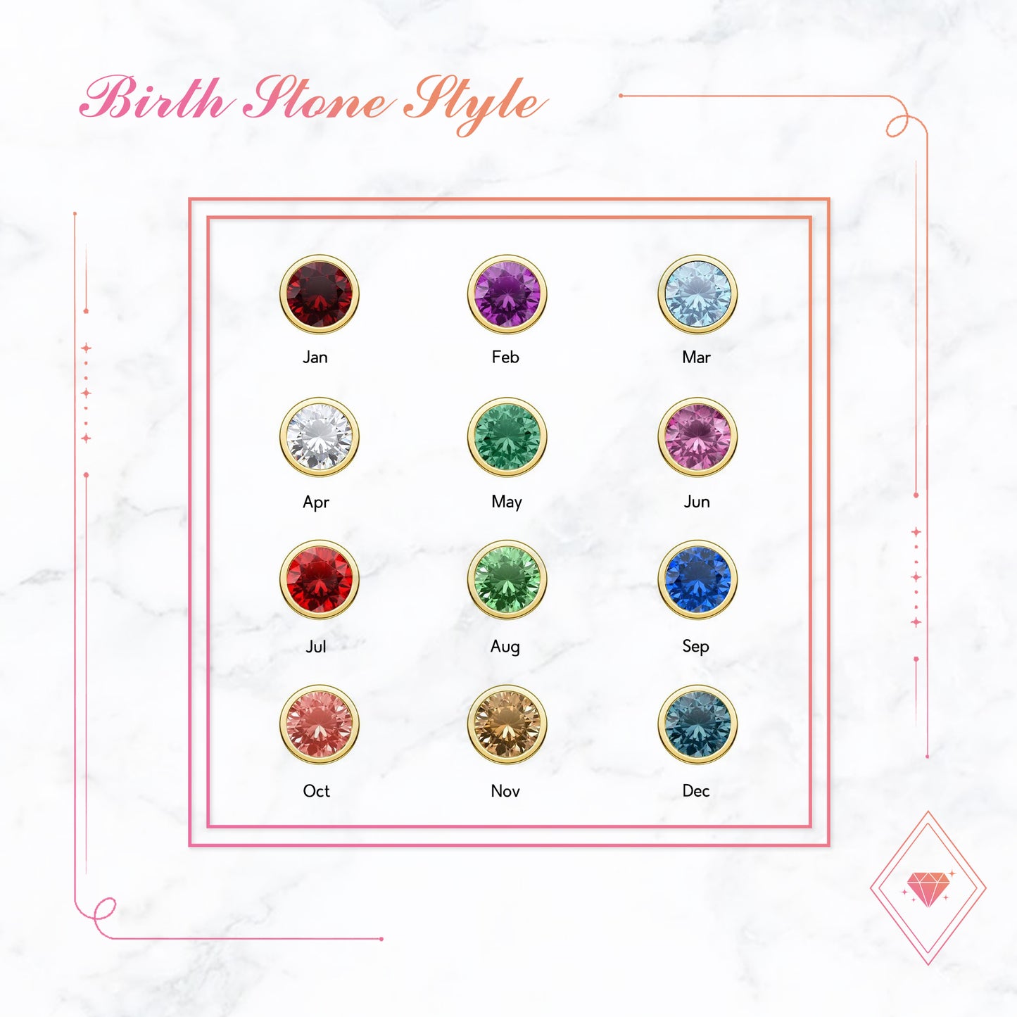 [Birthstone Name/Color] personalized birthstone necklace reflecting light, showcasing the brilliance of the [Birthstone Cut - e.g., princess cut] gemstone. (Focuses on the gemstone's visual quality and specifies the cut if applicable.)