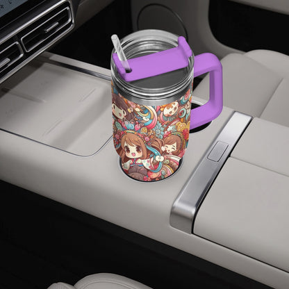 Insulated - Stanley cup - Car Tumbler Cup 40oz, Anime & Retro Comic Book Style Insulated Mug, Colorful Superhero Design - custom-made. limited stock. Order yours now and stand out with this exclusive piece!