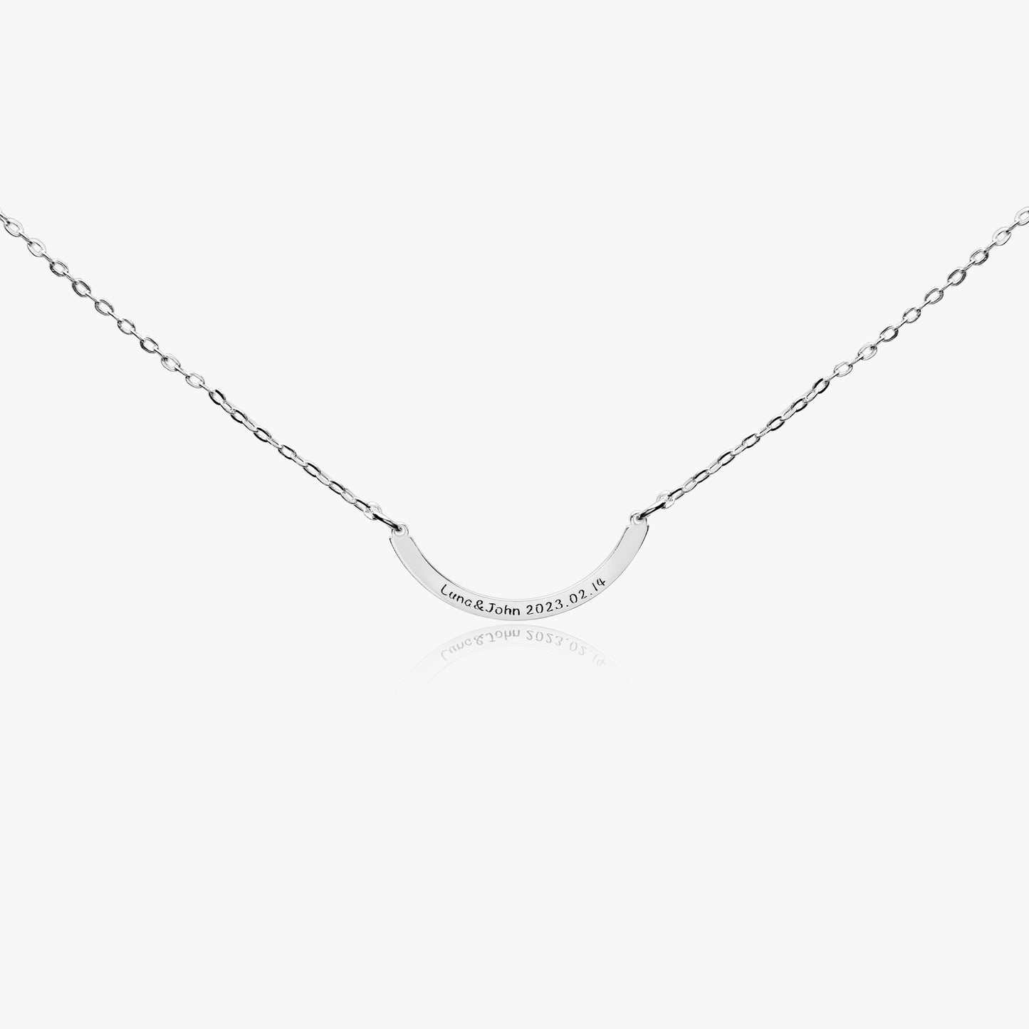 Personalized Curved Bar Necklace in Sterling Silver