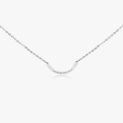 Personalized Curved Bar Necklace in Sterling Silver