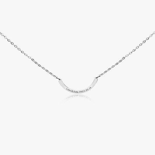 Personalized Curved Bar Necklace in Sterling Silver