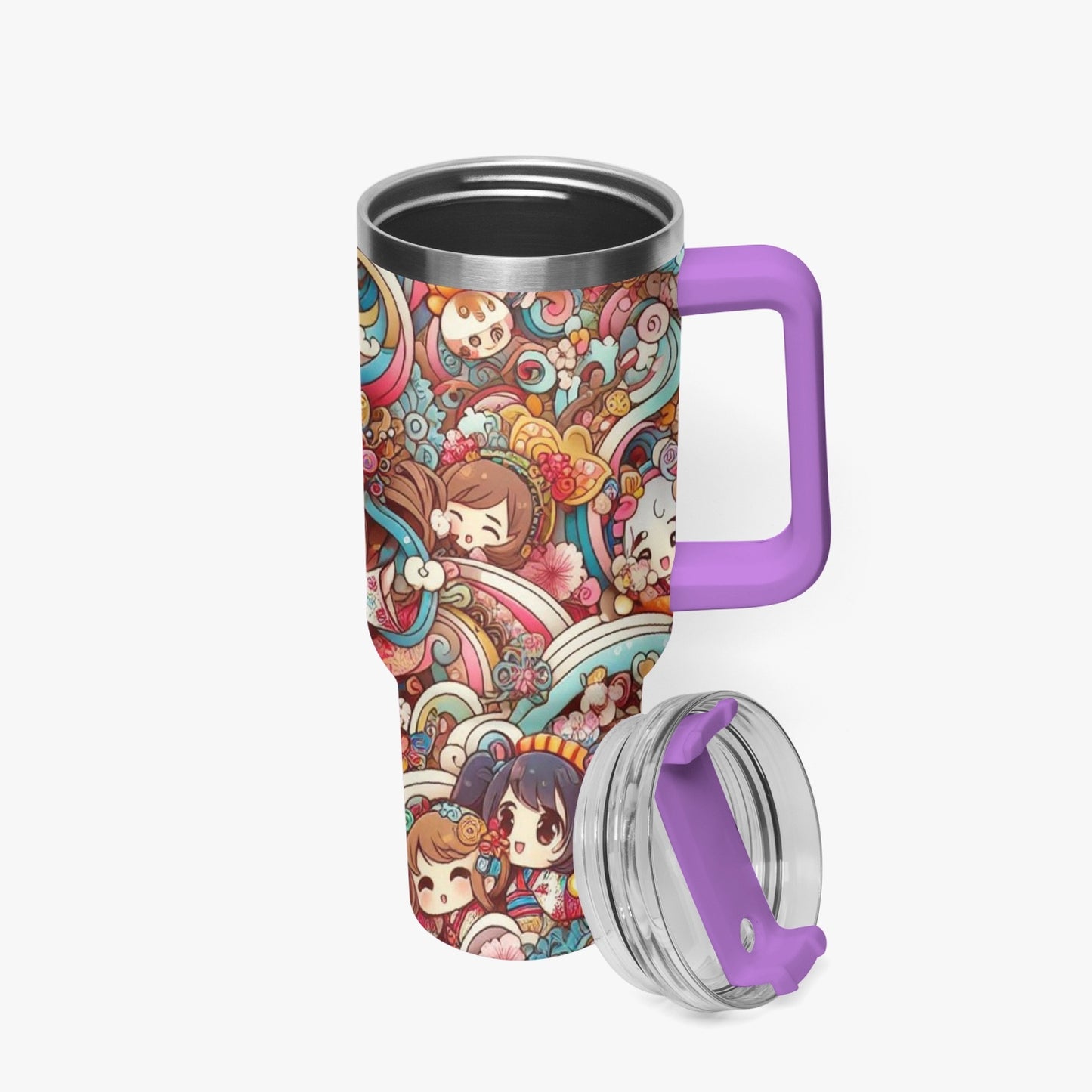 Colorful - Stanley cup - Car Tumbler Cup 40oz, Anime & Retro Comic Book Style Insulated Mug, Colorful Superhero Design - premium material. perfect gift idea. Order yours now and stand out with this exclusive piece!