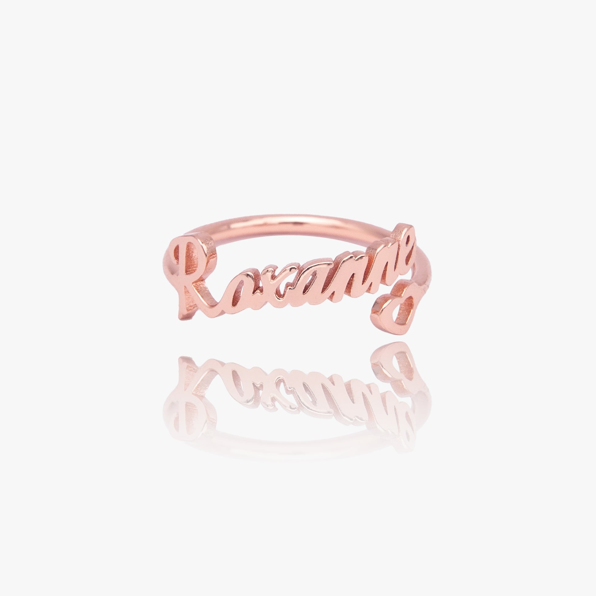 Personalized Heart Name Ring in Copper - displayed on a hand