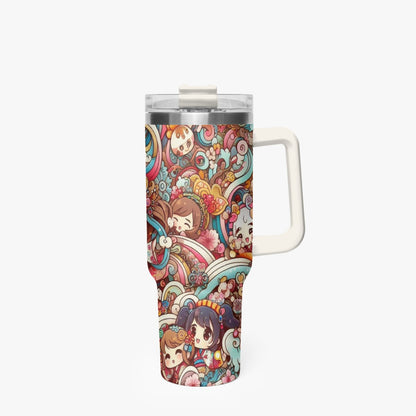 & - Stanley cup - Car Tumbler Cup 40oz, Anime & Retro Comic Book Style Insulated Mug, Colorful Superhero Design - custom-made. perfect gift idea. Order yours now and stand out with this exclusive piece!