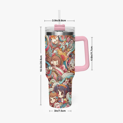 & - Stanley cup - Car Tumbler Cup 40oz, Anime & Retro Comic Book Style Insulated Mug, Colorful Superhero Design - custom-made. perfect gift idea. Order yours now and stand out with this exclusive piece!