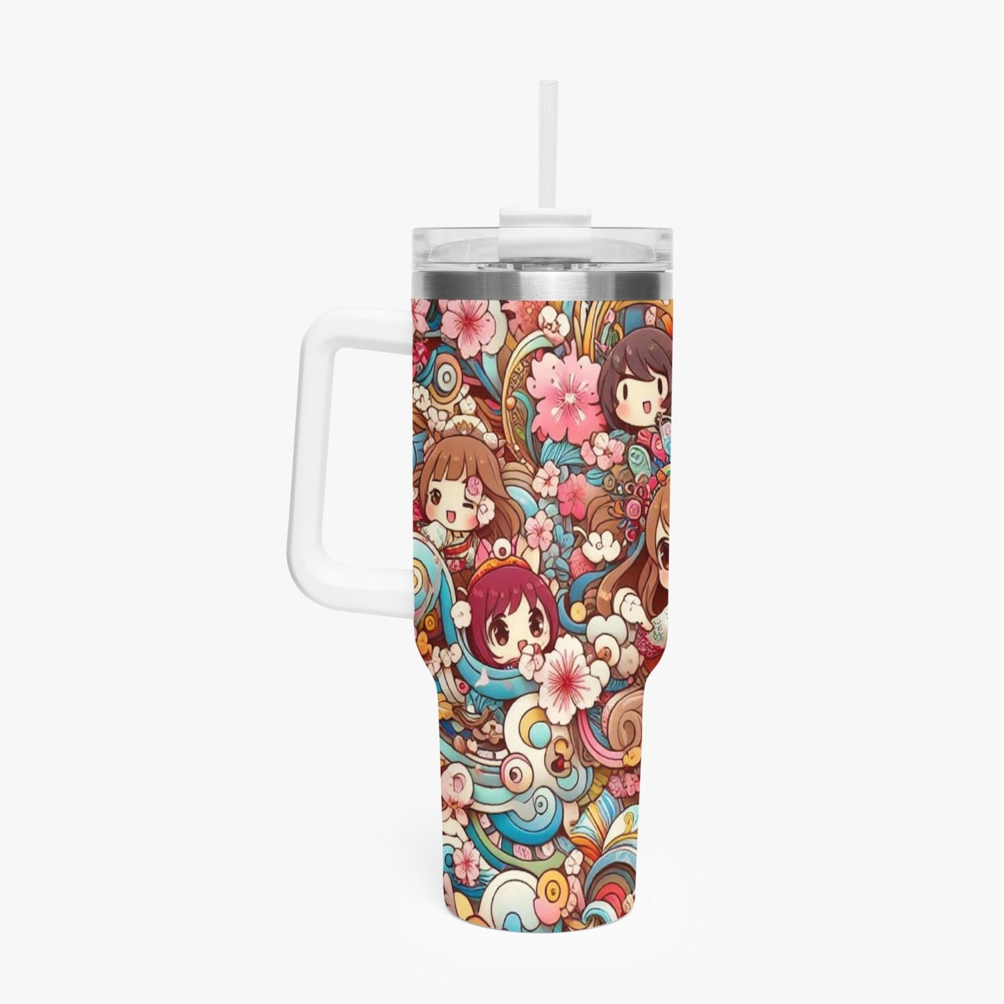 Stanley cup - Car Tumbler Cup 40oz, Anime & Retro Comic Book Style Insulated Mug, Colorful Superhero Design