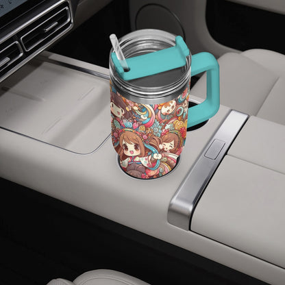 cup - Stanley cup - Car Tumbler Cup 40oz, Anime & Retro Comic Book Style Insulated Mug, Colorful Superhero Design - custom-made. limited stock. Order yours now and stand out with this exclusive piece!