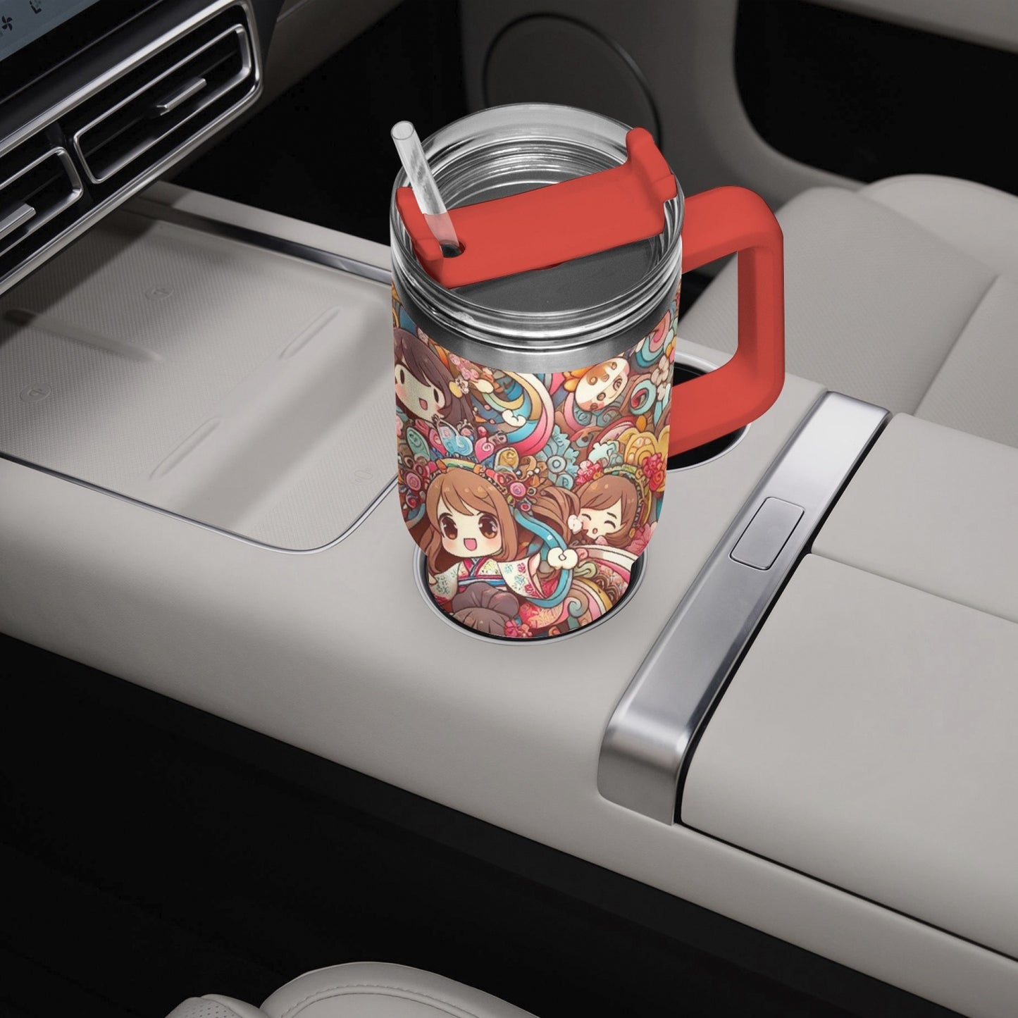 Design - Stanley cup - Car Tumbler Cup 40oz, Anime & Retro Comic Book Style Insulated Mug, Colorful Superhero Design - custom-made. limited stock. Order yours now and stand out with this exclusive piece!